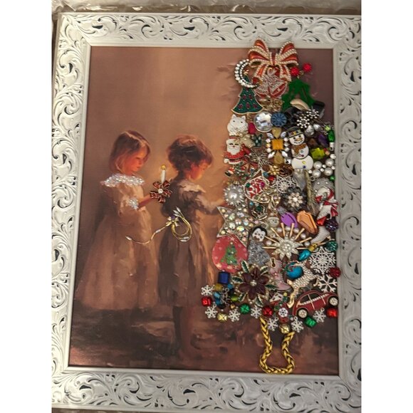 Original Designs By Betty Christmas Jewelry Tree Art Framed 17" x 14" Multicolor - Picture 6 of 8